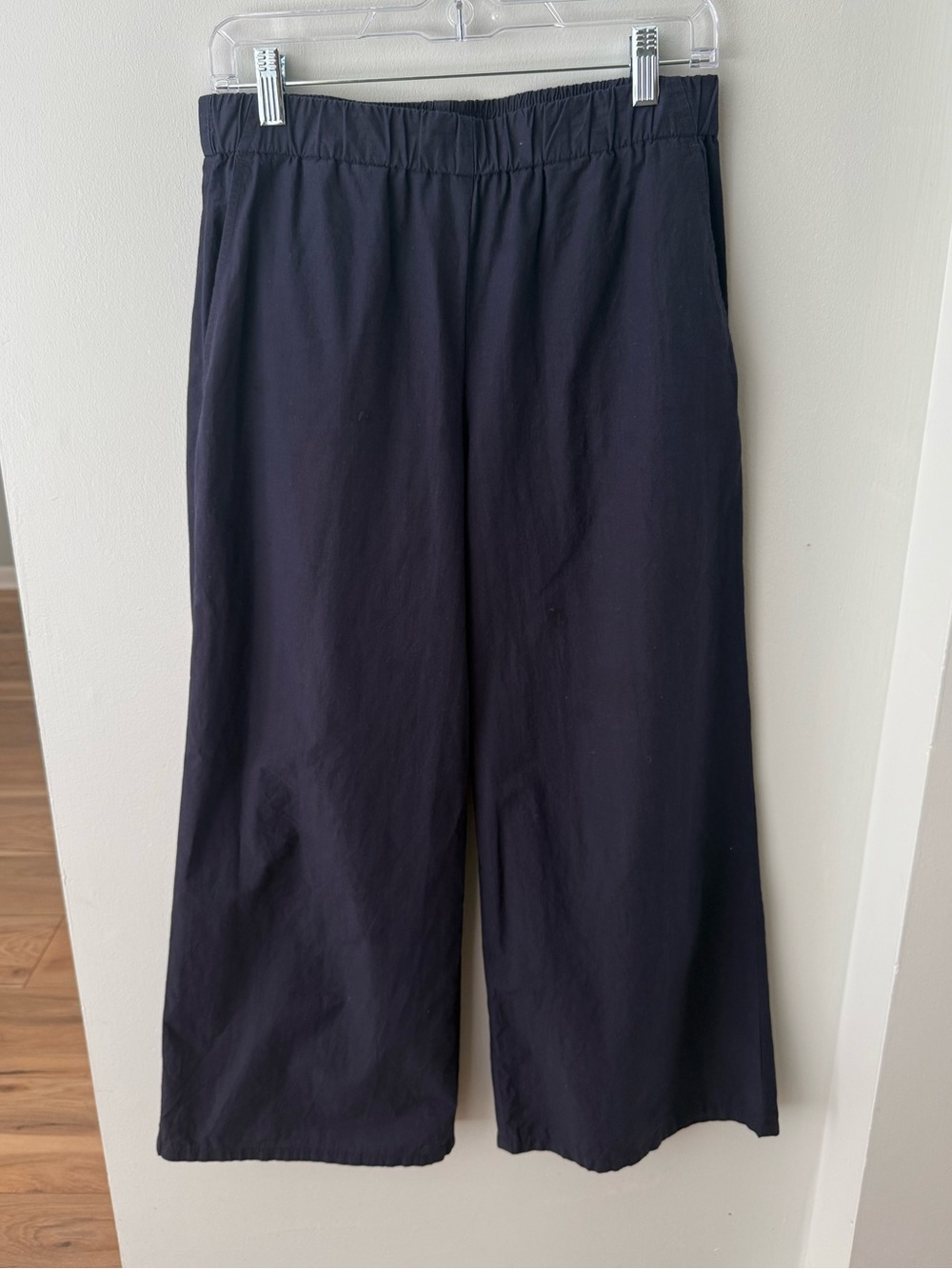 Eileen Fisher Poplin Cotton Wide Leg Pants Navy